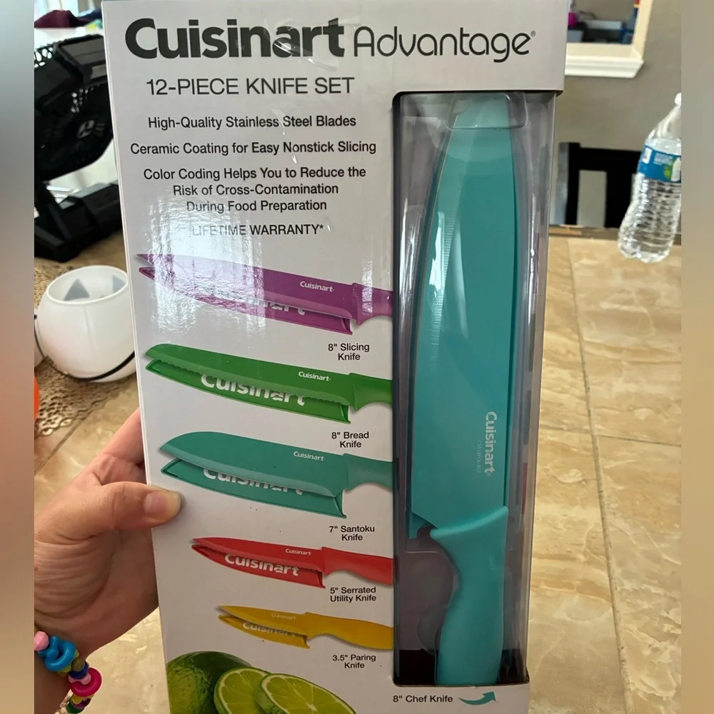 NEW Cuisinart Advantage 12-piece Knife Set with Multicolor Blades